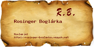 Rosinger Boglárka névjegykártya